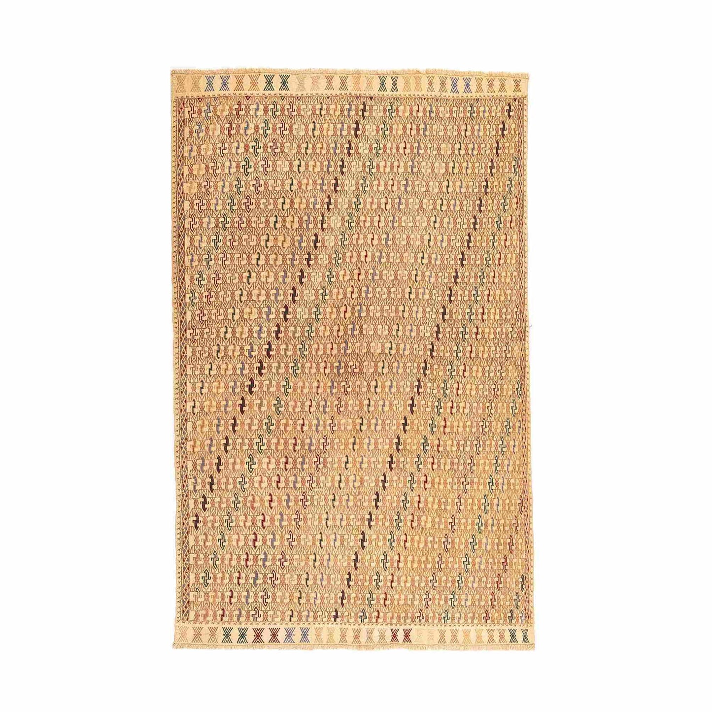 Oriental Kilim Cicim Handmade Wool On Wool 156 X 246 Cm - 5' 2'' X 8' 1'' Sand C007 ER12