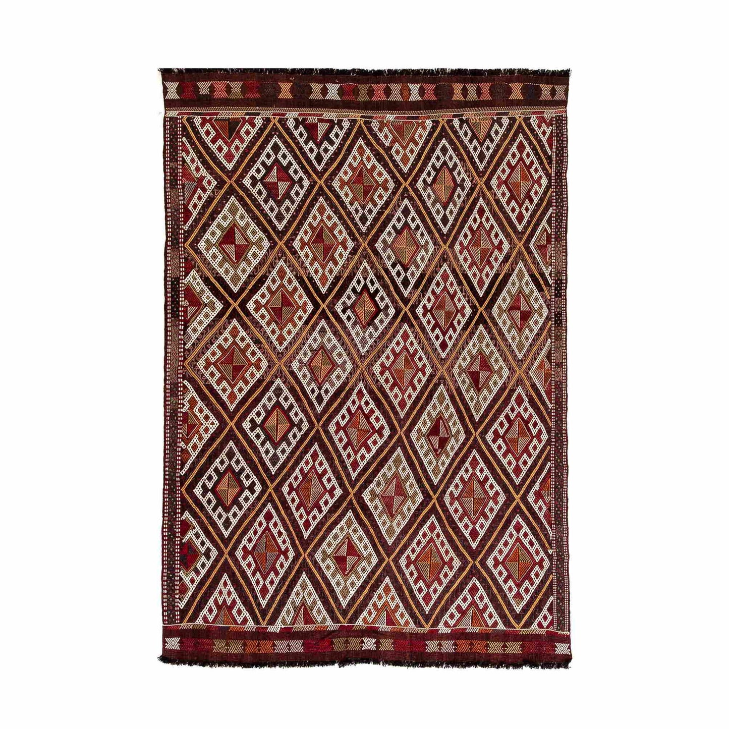 Oriental Kilim Cicim Handmade Wool On Wool 160 X 235 Cm - 5' 3'' X 7' 9'' Brown C005 ER12