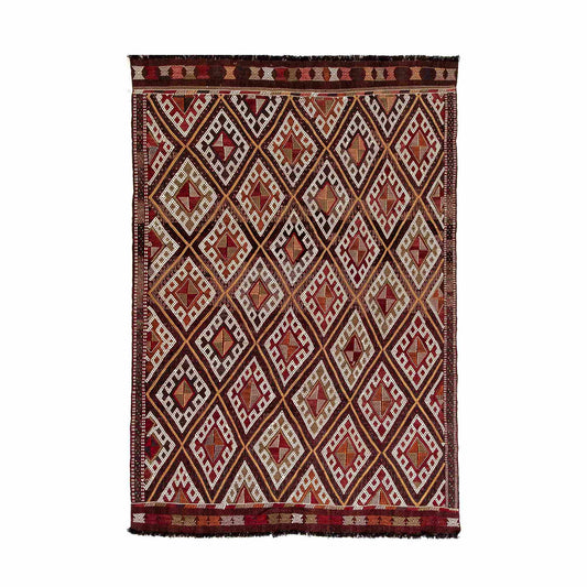 Oriental Kilim Cicim Handmade Wool On Wool 160 X 235 Cm - 5' 3'' X 7' 9'' Brown C005 ER12