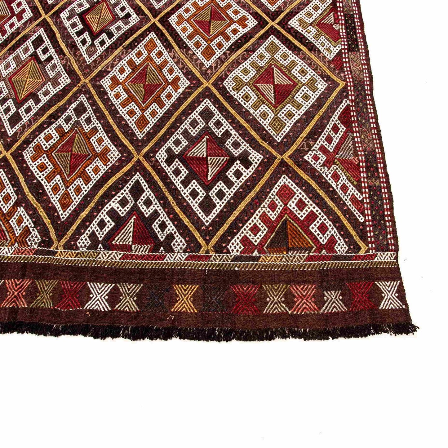 Oriental Kilim Cicim Handmade Wool On Wool 160 X 235 Cm - 5' 3'' X 7' 9'' Brown C005 ER12