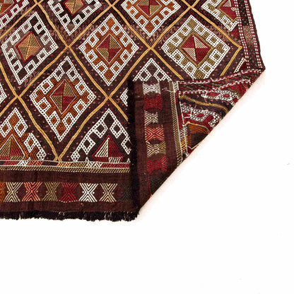 Oriental Kilim Cicim Handmade Wool On Wool 160 X 235 Cm - 5' 3'' X 7' 9'' Brown C005 ER12