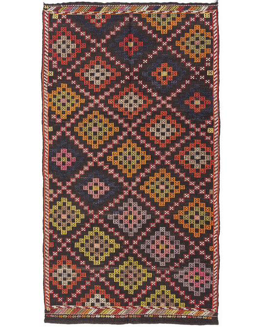 Oriental Kilim Cicim Handmade Wool On Wool 160 X 288 Cm - 5' 3'' X 9' 6'' Multicolor C016 ER12