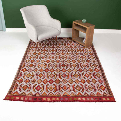 Oriental Kilim Cicim Handmade Wool On Wool 163 X 235 Cm - 5' 5'' X 7' 9'' Red C014 ER12