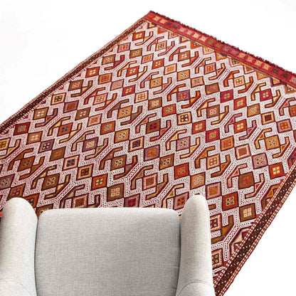 Oriental Kilim Cicim Handmade Wool On Wool 163 X 235 Cm - 5' 5'' X 7' 9'' Red C014 ER12