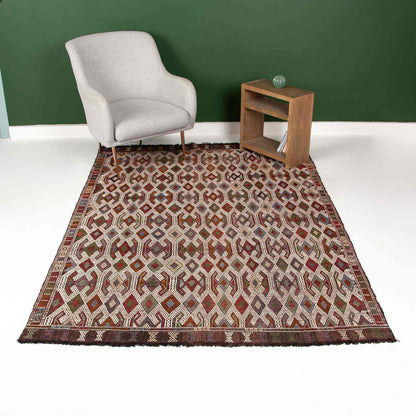 Oriental Kilim Cicim Handmade Wool On Wool 164 X 240 Cm - 5' 5'' X 7' 11'' Multicolor C016 ER12