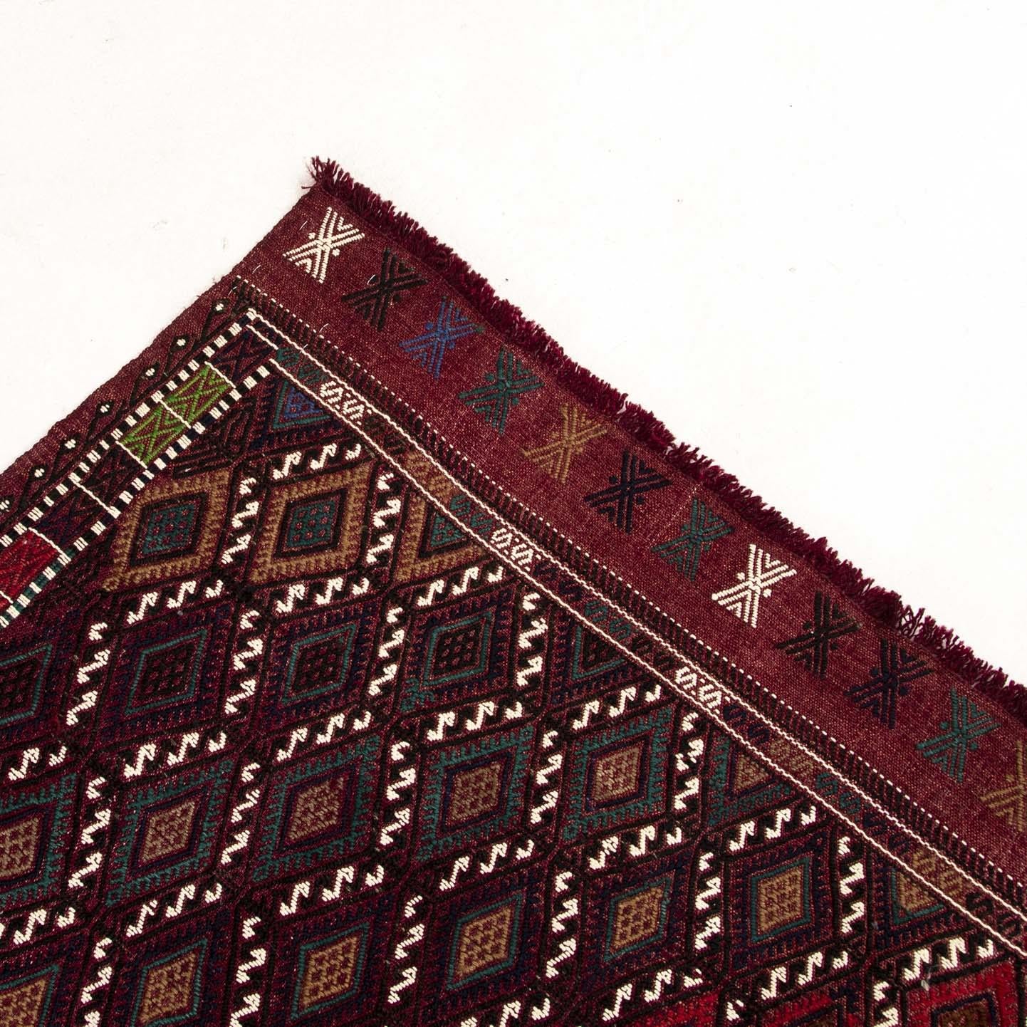 Oriental Kilim Cicim Handmade Wool On Wool 166 X 225 Cm - 5' 6'' X 7' 5'' Burgundy C021 ER12