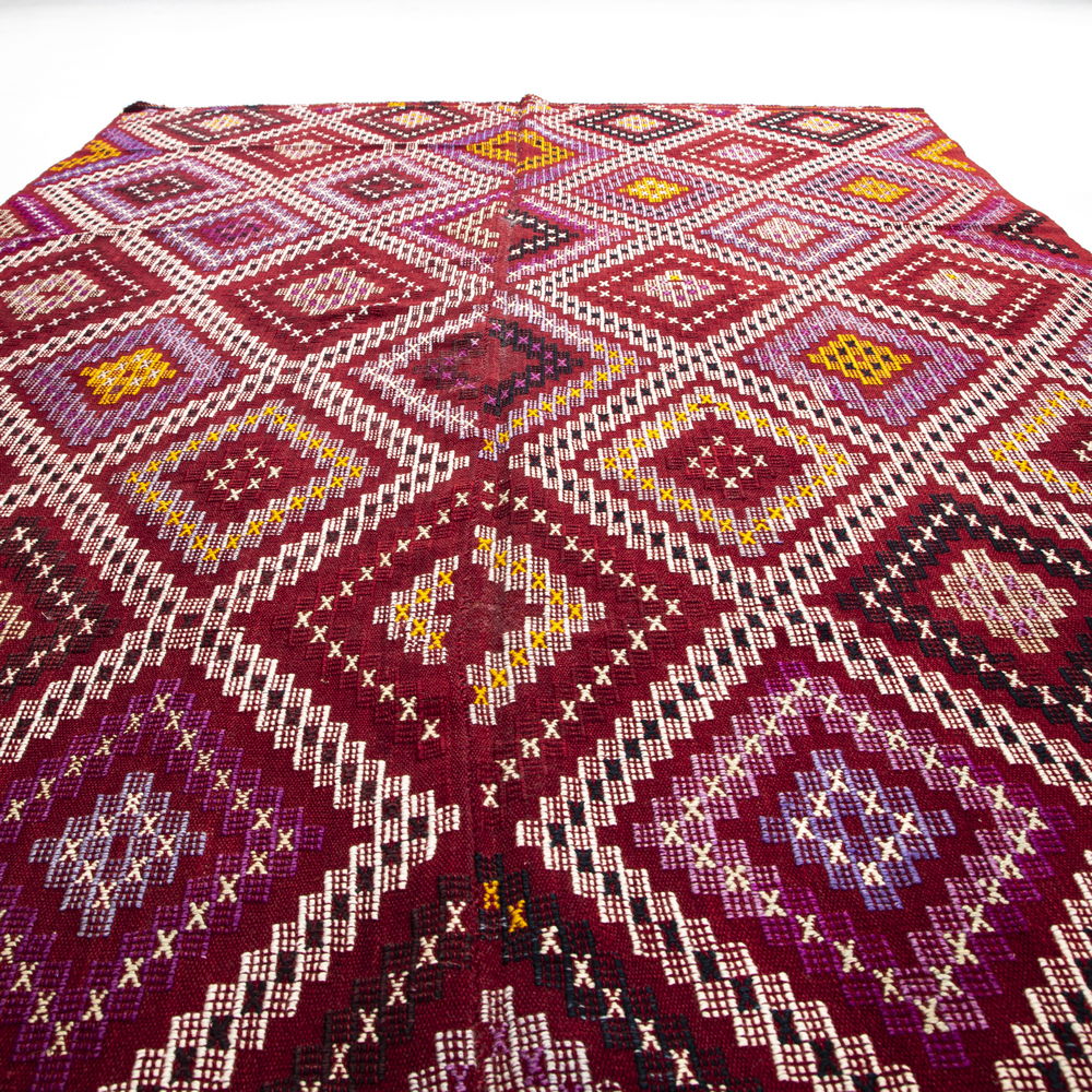 Oriental Kilim Cicim Handmade Wool On Wool 166 X 313 Cm - 5' 6'' X 10' 4'' Burgundy C021 ER12