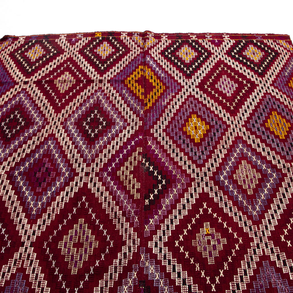 Oriental Kilim Cicim Handmade Wool On Wool 166 X 313 Cm - 5' 6'' X 10' 4'' Burgundy C021 ER12