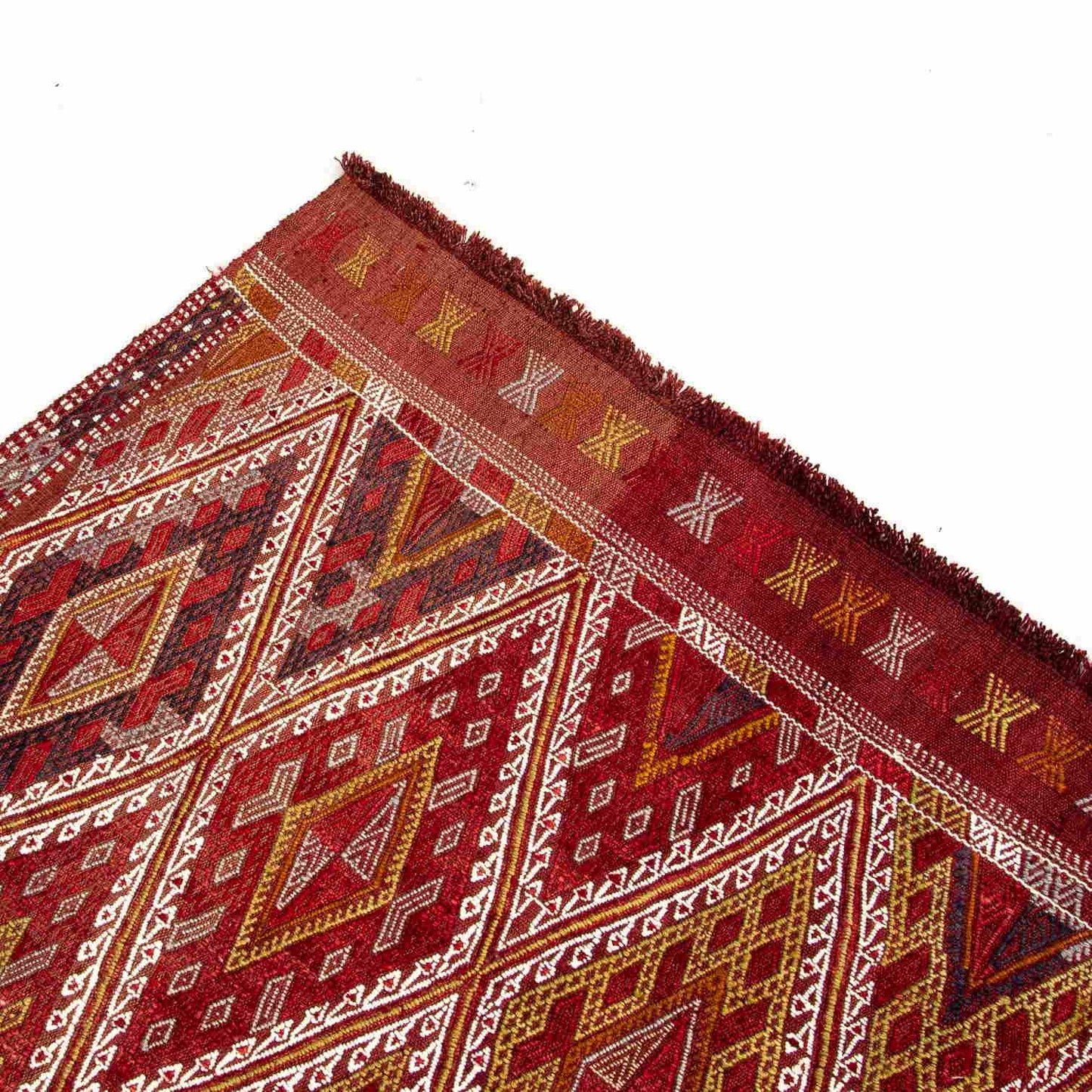 Oriental Kilim Cicim Handmade Wool On Wool 170 X 210 Cm - 5' 7'' X 6' 11'' Red  C014 ER12