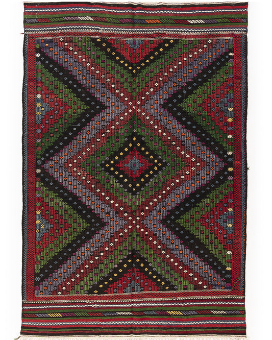 Oriental Kilim Cicim Handmade Wool On Wool 170 X 256 Cm - 5' 7'' X 8' 5'' Multicolor C016 ER12