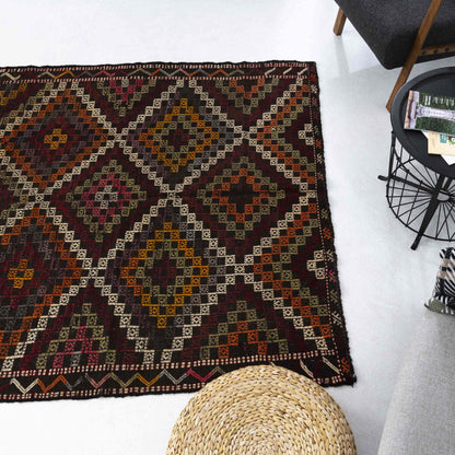 Oriental Kilim Cicim Handmade Wool On Wool 174 x 290 Cm - 5' 9'' x 9' 7'' Burgundy C021 ER12