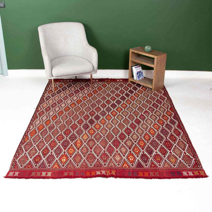 Oriental Kilim Cicim Handmade Wool On Wool 180 X 240 Cm - 5' 11'' X 7' 11'' Red C014 ER12