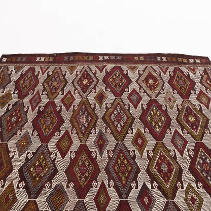 Oriental Kilim Cicim Handmade Wool On Wool 184 X 240 Cm - 6' 1'' X 7' 11'' Burgundy C021 ER12