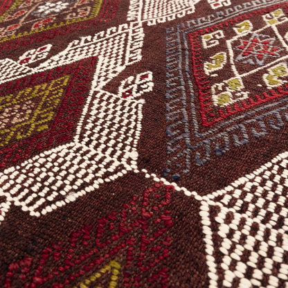 Oriental Kilim Cicim Handmade Wool On Wool 184 X 240 Cm - 6' 1'' X 7' 11'' Burgundy C021 ER12