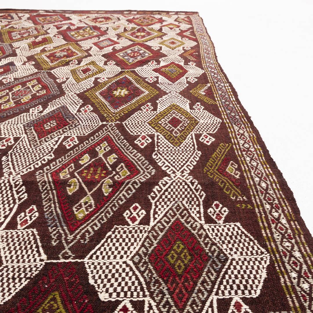 Oriental Kilim Cicim Handmade Wool On Wool 184 X 240 Cm - 6' 1'' X 7' 11'' Burgundy C021 ER12