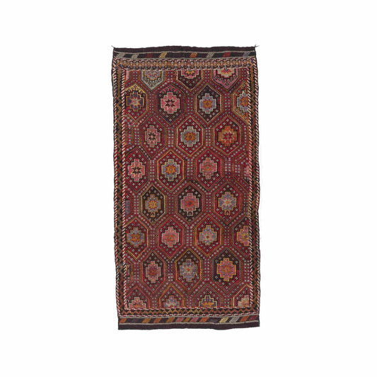 Oriental Kilim Cicim Handmade Wool On Wool 188 X 293 Cm - 6' 3'' X 9' 8'' Burgundy C021 ER12