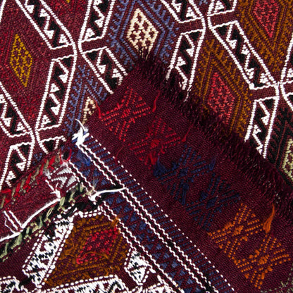 Oriental Kilim Cicim Handmade Wool On Wool 188 X 293 Cm - 6' 3'' X 9' 8'' Burgundy C021 ER12