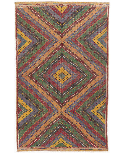 Oriental Kilim Cicim Handmade Wool On Wool 188 X 298 Cm - 6' 3'' X 9' 10'' Gren C001 ER12