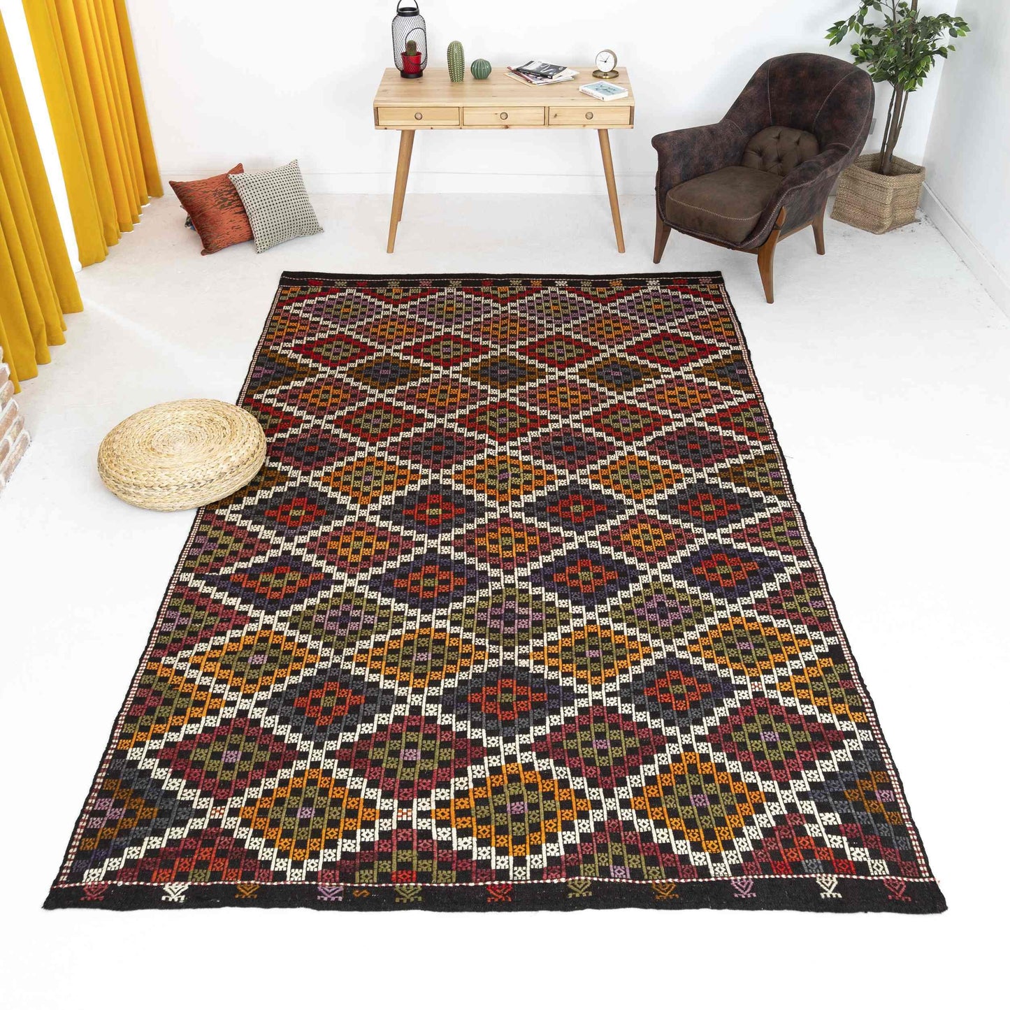 Kilim Cicim Tejido A Mano Lana Sobre Lana Original Oriental Auténtico 202 X 348 Cm - 6' 8'' X 11' 6'' m2: 7,0296