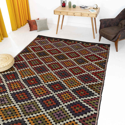 Kilim Cicim Tejido A Mano Lana Sobre Lana Original Oriental Auténtico 202 X 348 Cm - 6' 8'' X 11' 6'' m2: 7,0296