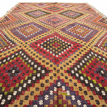 Handmade Cicim Kilim Wool On Wool Oriental Unique 203 X 372 Cm - 6' 8'' X 12' 3'' Multicolor C016 ER34