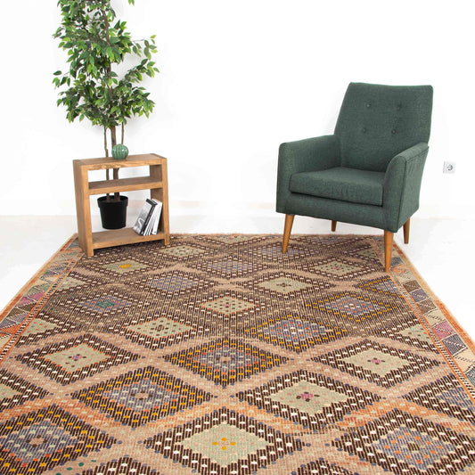 Lana Cicim Kilim tejida a mano sobre lana Original Única 207 X 302 Cm - 6' 10'' X 9' 11'' m2: 6,2514