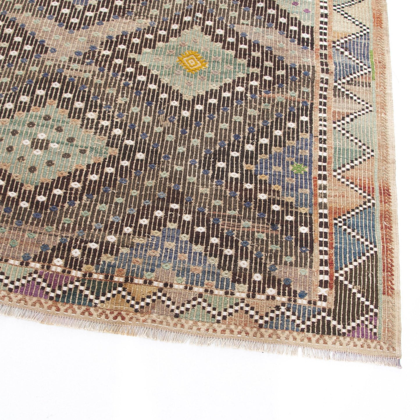 Oriental Kilim Cicim Handmade Wool On Wool 207 X 302 Cm - 6' 10'' X 9' 11'' Multicolor C016 ER23