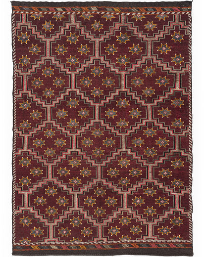 Oriental Kilim Cicim Handmade Wool On Wool 208 X 292 Cm - 6' 10'' X 9' 7'' Burgundy C021 ER23