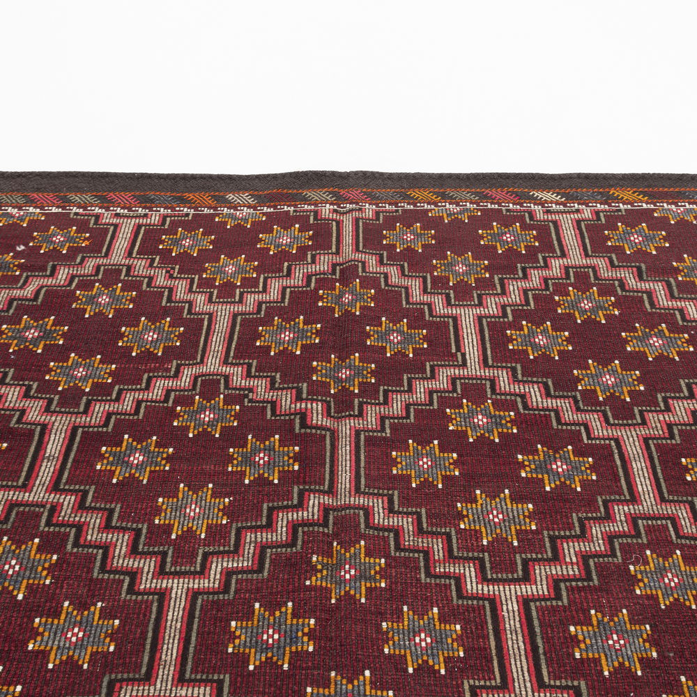 Oriental Kilim Cicim Handmade Wool On Wool 208 X 292 Cm - 6' 10'' X 9' 7'' Burgundy C021 ER23