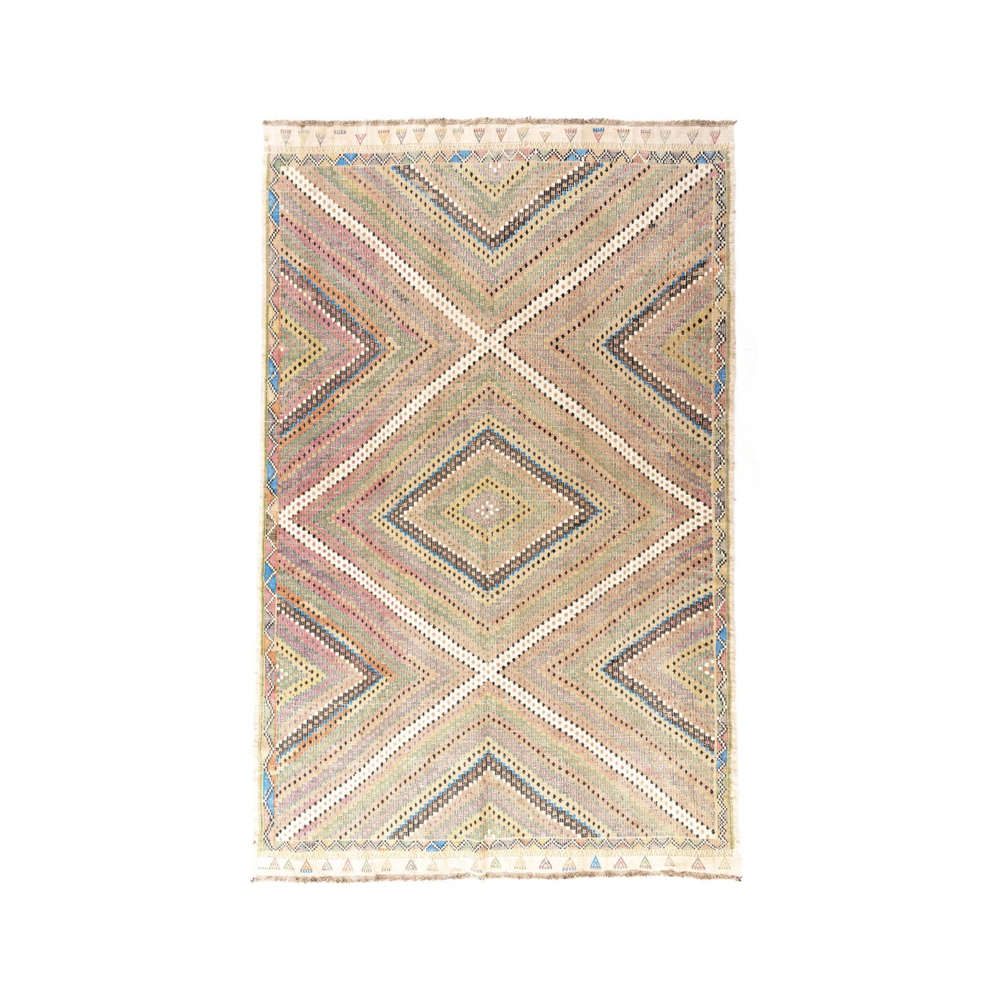 Oriental Kilim Cicim Handmade Wool On Wool 227 X 350 Cm - 7' 6'' X 11' 6'' Sand C007 ER23