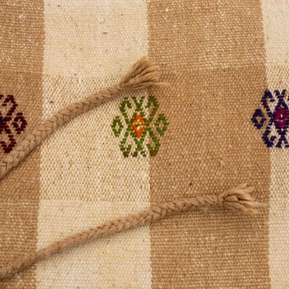 Oriental Kilim Cuval Handmade Wool On Wool 79 x 140 Cm - 2' 8'' x 4' 8'' Sand C007 ER01