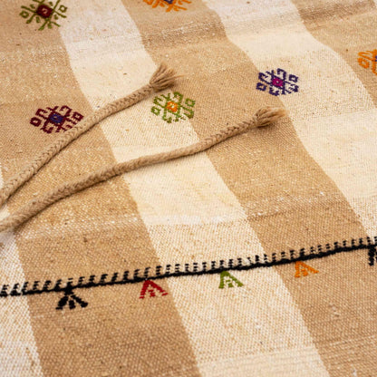 Oriental Kilim Cuval Handmade Wool On Wool 79 x 140 Cm - 2' 8'' x 4' 8'' Sand C007 ER01