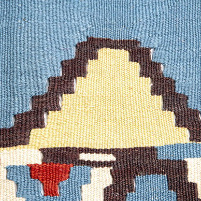 Auténtico Kilim Gocmen Lana hecha a mano sobre lana 102 X 160 Cm - 3' 5'' X 5' 3'' Azul C010 ER01