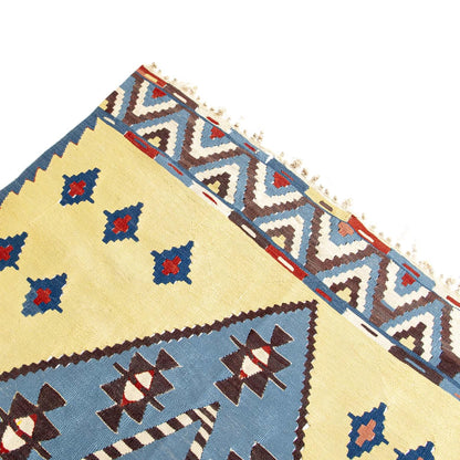 Auténtico Kilim Gocmen Lana hecha a mano sobre lana 102 X 160 Cm - 3' 5'' X 5' 3'' Azul C010 ER01