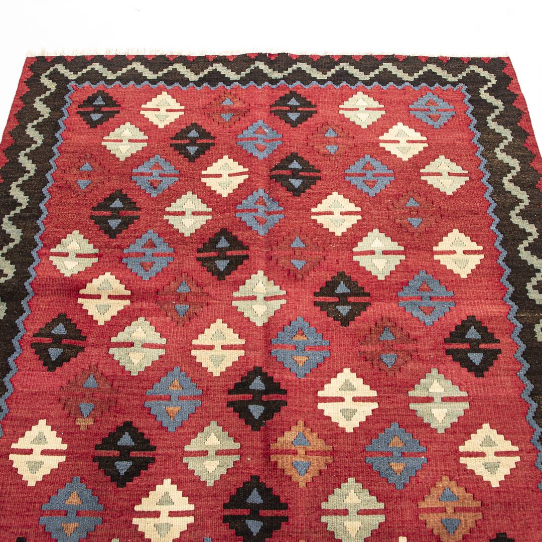 Auténtico Kilim Gocmen Lana hecha a mano sobre lana 125 X 260 Cm - 4' 2'' X 8' 7'' Rojo C014 ER12