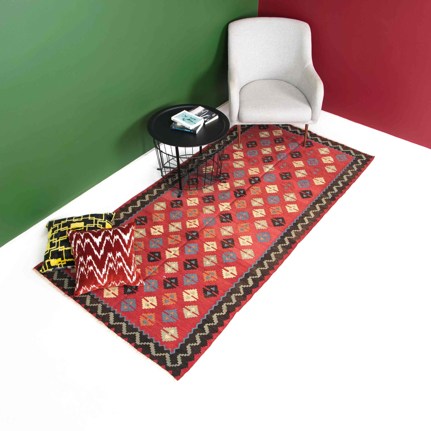 Auténtico Kilim Gocmen Lana hecha a mano sobre lana 125 X 260 Cm - 4' 2'' X 8' 7'' Rojo C014 ER12