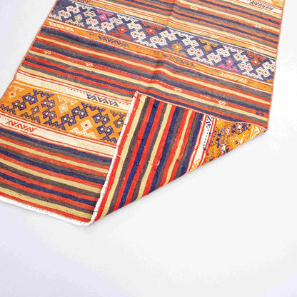 Oriental Kilim Anatolian Handmade Wool On Wool 86 x 168 Cm - 2' 10'' x 5' 7'' Navy Blue C012 ER01