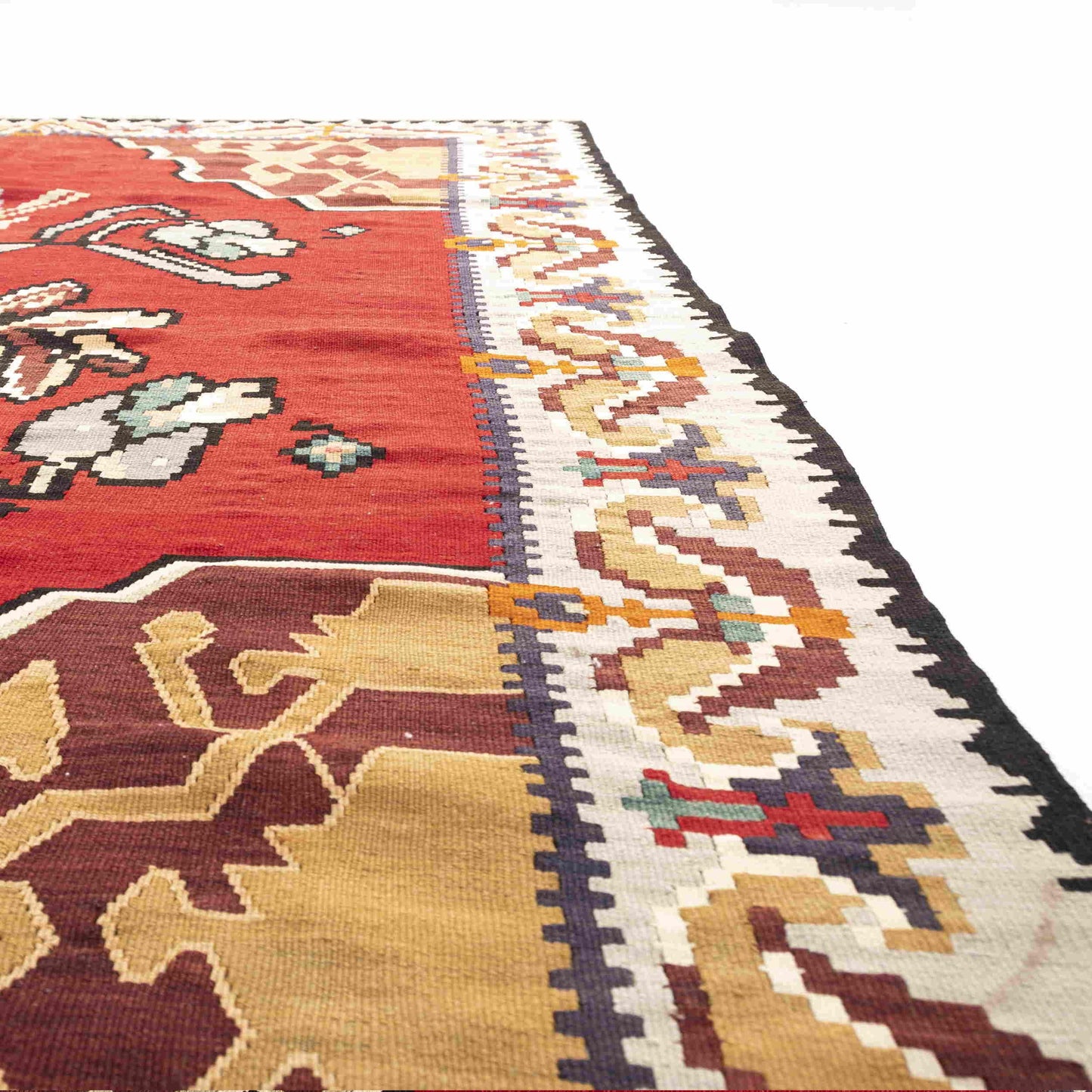 Auténtico Kilim Gocmen Lana sobre lana hecha a mano 172 x 238 cm - 5' 8'' X 7' 10'' Rojo C014 ER12