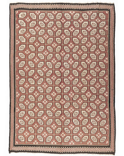 Auténtico Kilim Gocmen Lana hecha a mano sobre lana 231 X 312 Cm - 7' 7'' X 10' 3'' Rosa C004 ER23