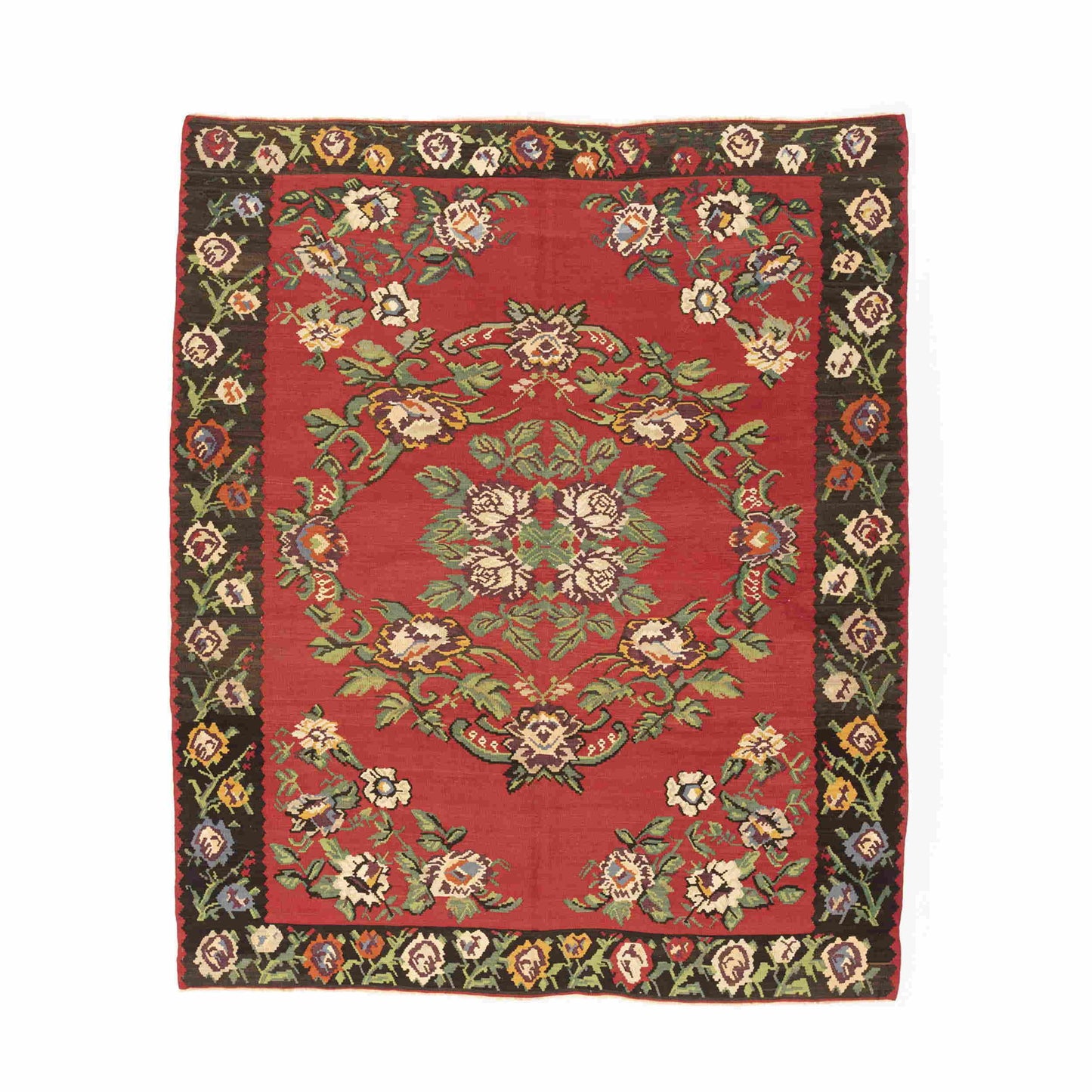 Kilim de lana sobre lana hecho a mano de Gocmen, 238 x 290 cm, 7' 10'' x 9' 7'', rojo C014 ER23