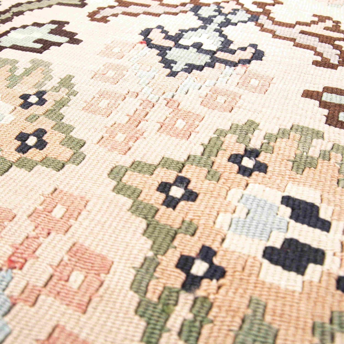 Auténtico Kilim hecho a mano Gocmen Kilim Lana sobre lana Oriental Único 227 X 280 Cm - 7' 6'' X 9' 3'' Arena C007