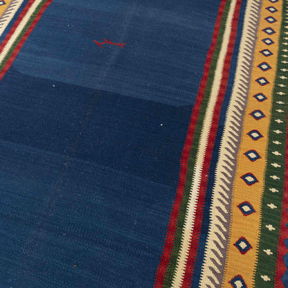 Oriental Kilim Konya Handmade Wool On Wool 132 x 210 Cm - 4' 4'' x 6' 11'' Navy Blue C012 ER12