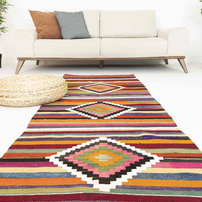 Oriental Kilim Malatya Handmade Wool On Wool 83 x 277 Cm - 2' 9'' x 9' 2'' Multicolor C016 ER01
