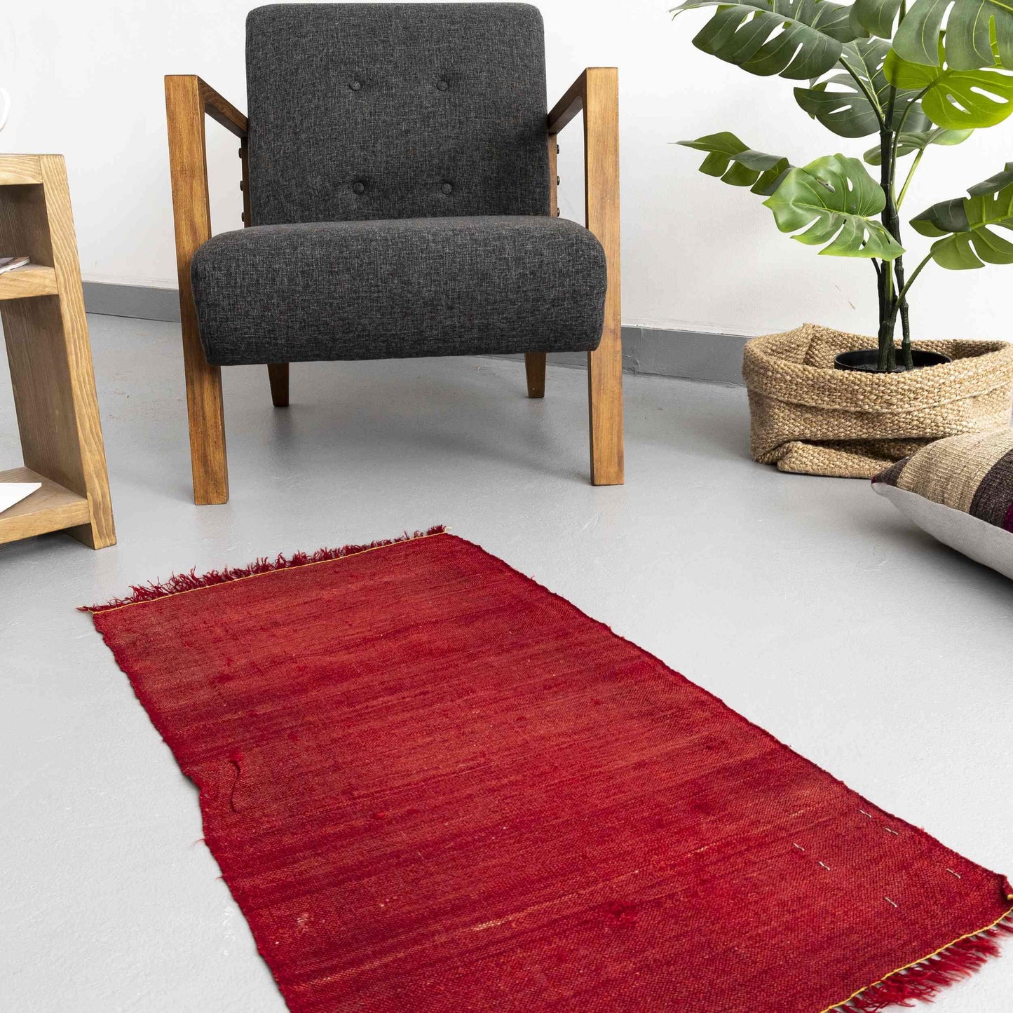 Oriental Kilim Perde Handmade Wool On Wool 60 x 90 Cm - 2' x 3' Red C014 ER01