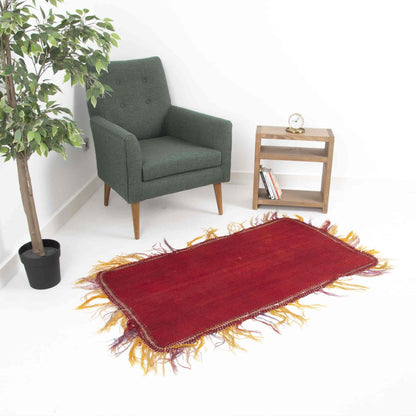 Oriental Kilim Perde Handmade Wool On Wool 79 x 138 Cm - 2' 8'' x 4' 7'' Red C014 ER01