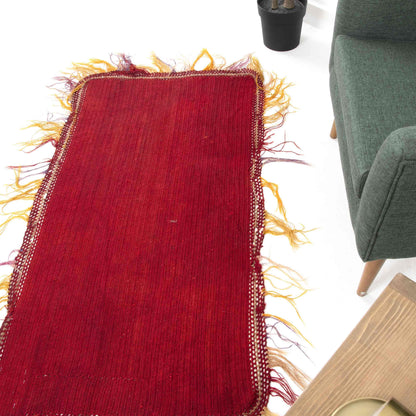 Oriental Kilim Perde Handmade Wool On Wool 79 x 138 Cm - 2' 8'' x 4' 7'' Red C014 ER01