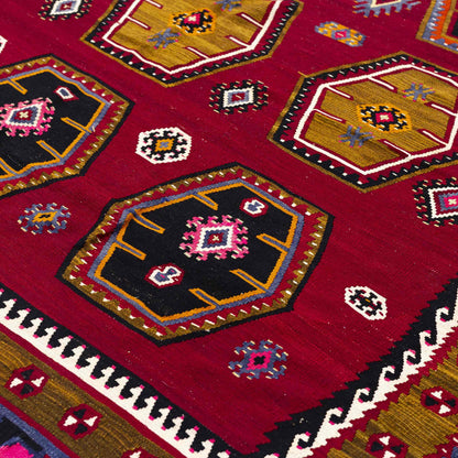 Oriental Kilim Sarkshla Handmade Wool On Wool 225 x 346 Cm - 7' 5'' x 11' 5'' Red C014 ER23