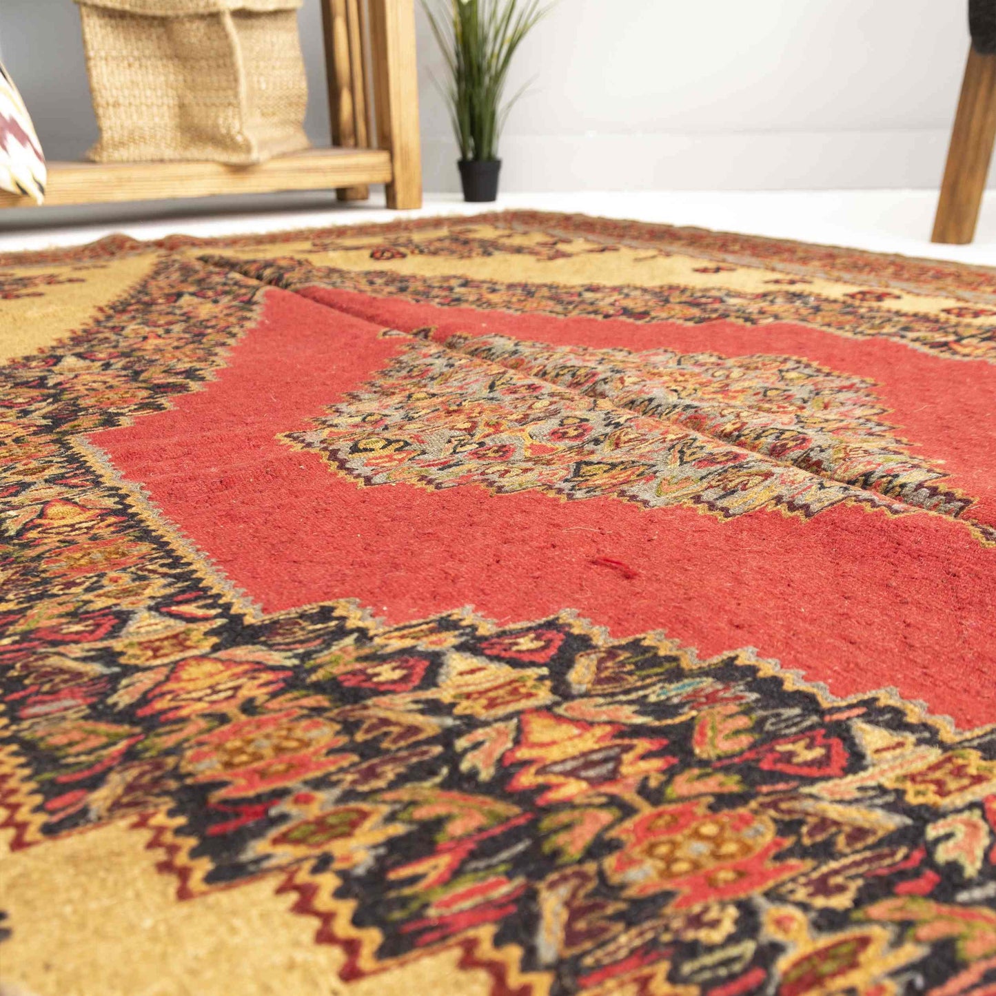 Oriental Kilim Sene Handmade Wool On Wool 148 x 257 Cm - 4' 11'' x 8' 6'' Red C014 ER12
