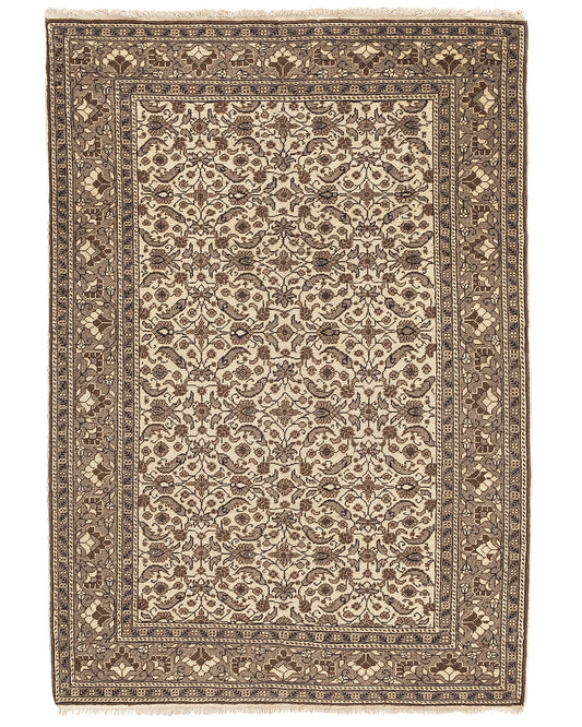 Oriental Rug Anatolian Hand Knotted Wool On Cotton 120 X 171 Cm - 4' X 5' 8'' Brown C005 ER01