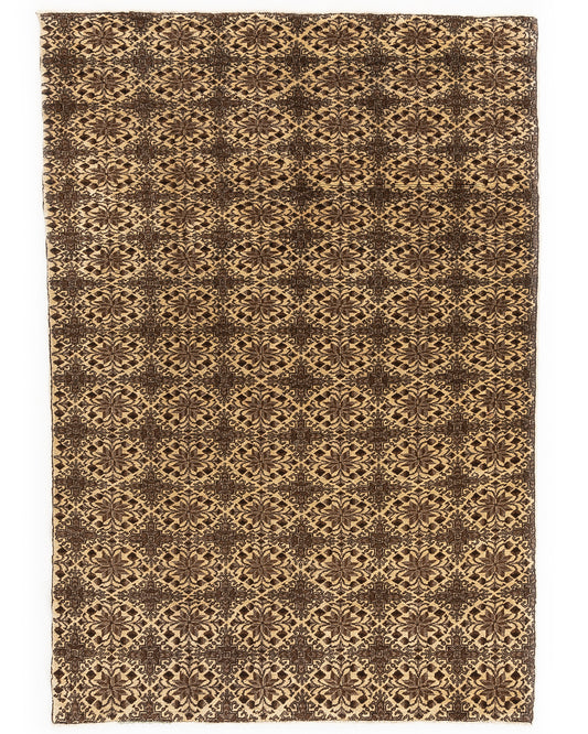 Oriental Rug Anatolian Hand Knotted Wool On Cotton 121 X 173 Cm - 4' X 5' 9'' Brown C005 ER01